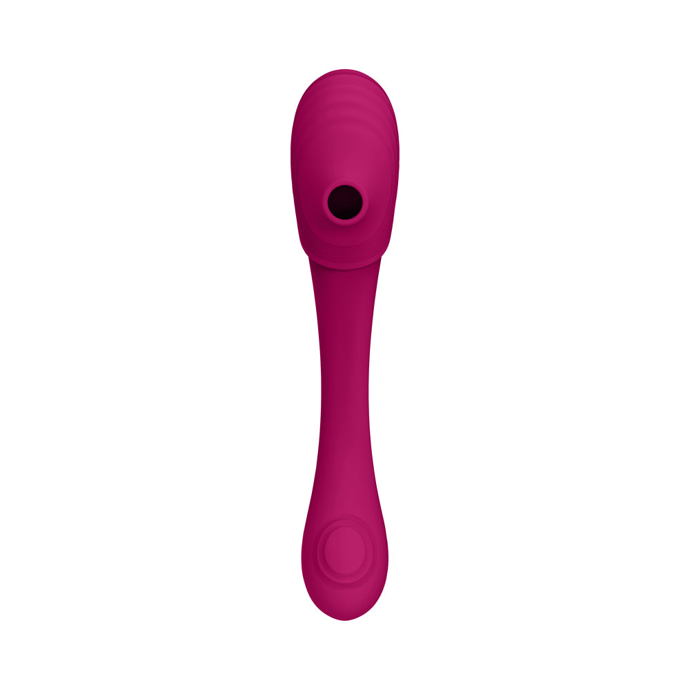 Vive Mirai Rechargeable Double Ended Pulse Wave & Air Wave Bendable Silicone Vibrator Pink