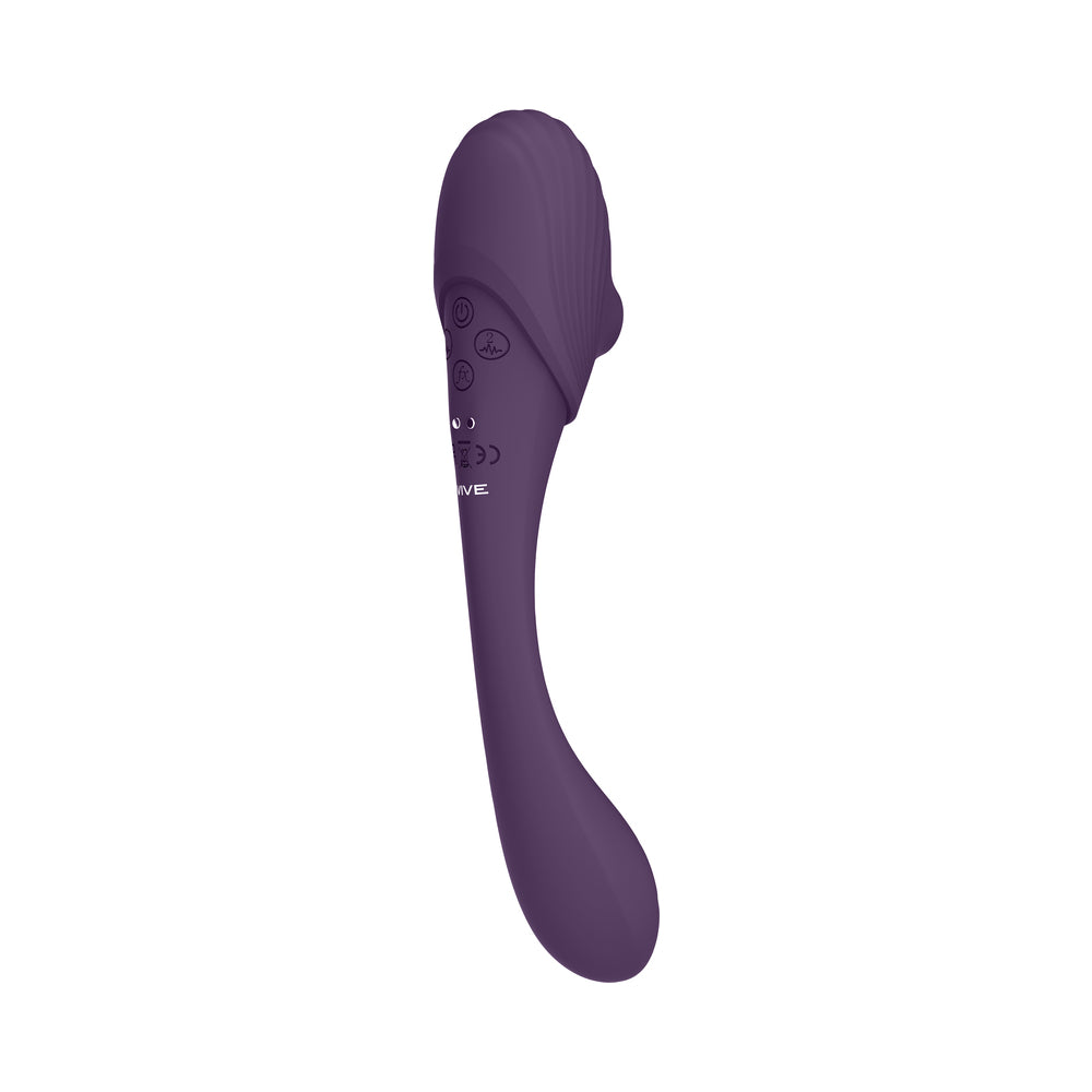 Vive Mirai Rechargeable Double Ended Pulse Wave & Air Wave Bendable Silicone Vibrator Purple