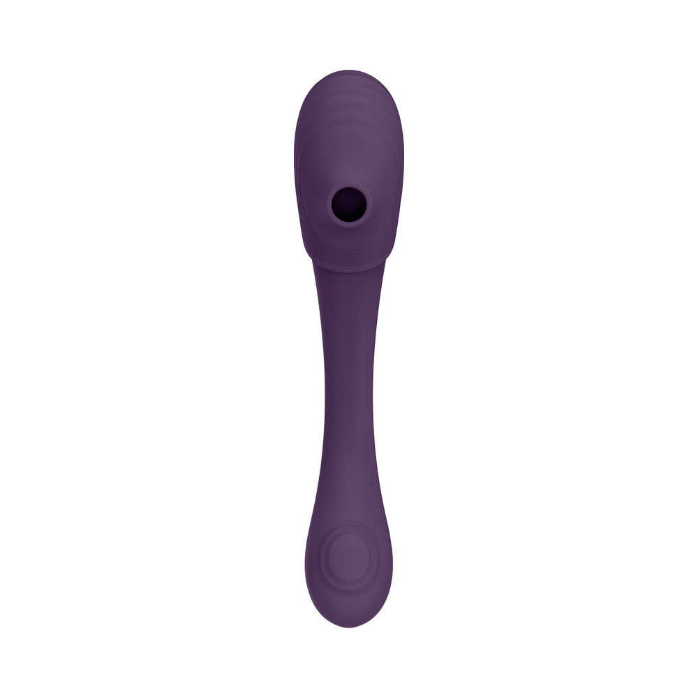 Vive Mirai Rechargeable Double Ended Pulse Wave & Air Wave Bendable Silicone Vibrator Purple