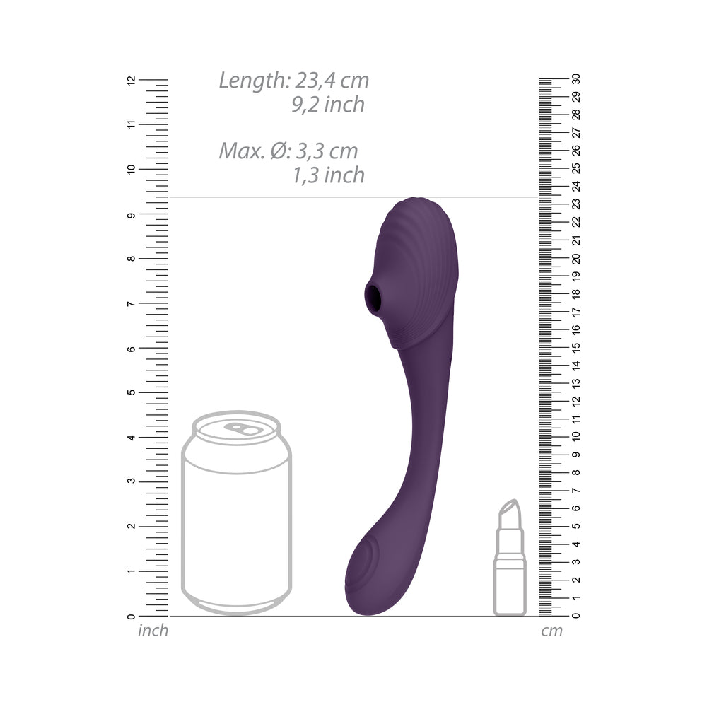 Vive Mirai Rechargeable Double Ended Pulse Wave & Air Wave Bendable Silicone Vibrator Purple