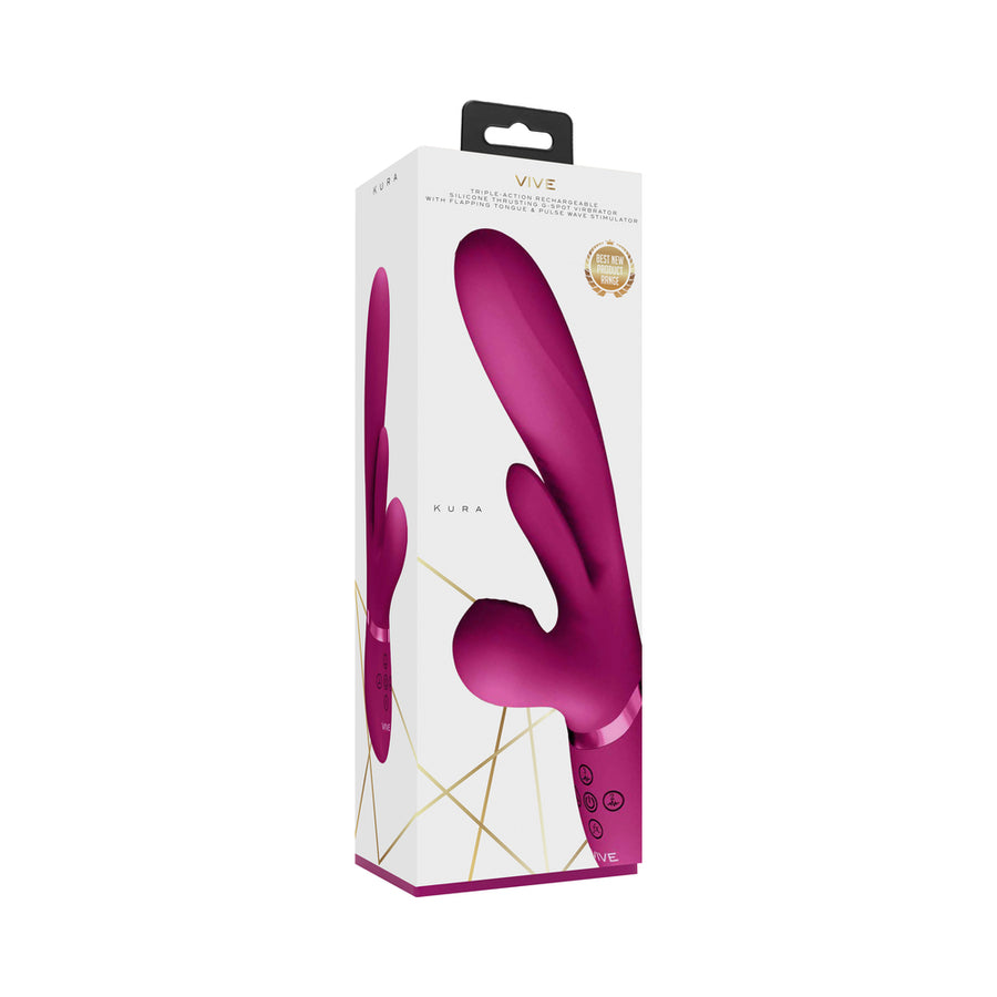 Vive Kura Rechargeable Thrusting Silicone G-spot Vibrator With Flapping Tongue And Pulse Wave Stimul