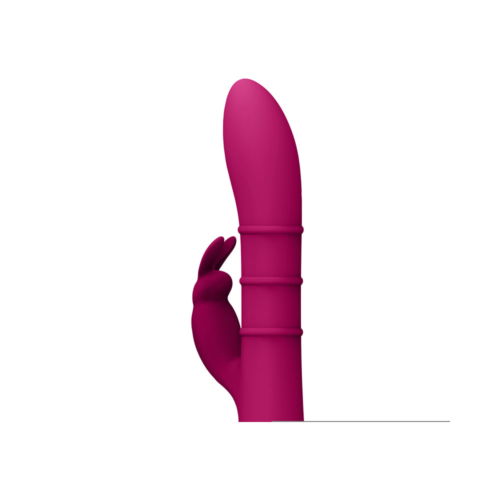 Vive Sora Rechargeable Silicone G-Spot Rabbit Vibrator With Up & Down Stimulating Rings Pink