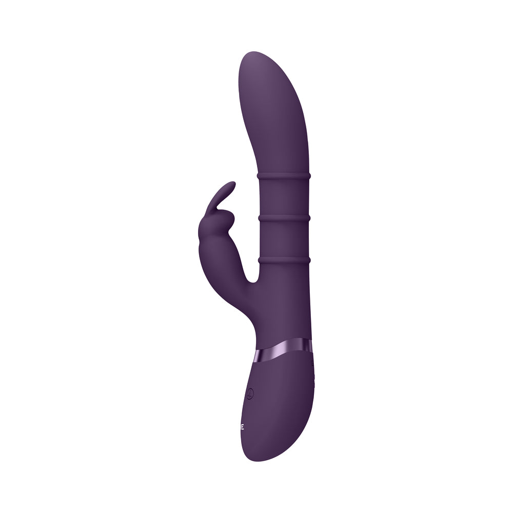 Vive Sora Rechargeable Silicone G-Spot Rabbit Vibrator With Up & Down Stimulating Rings Purple