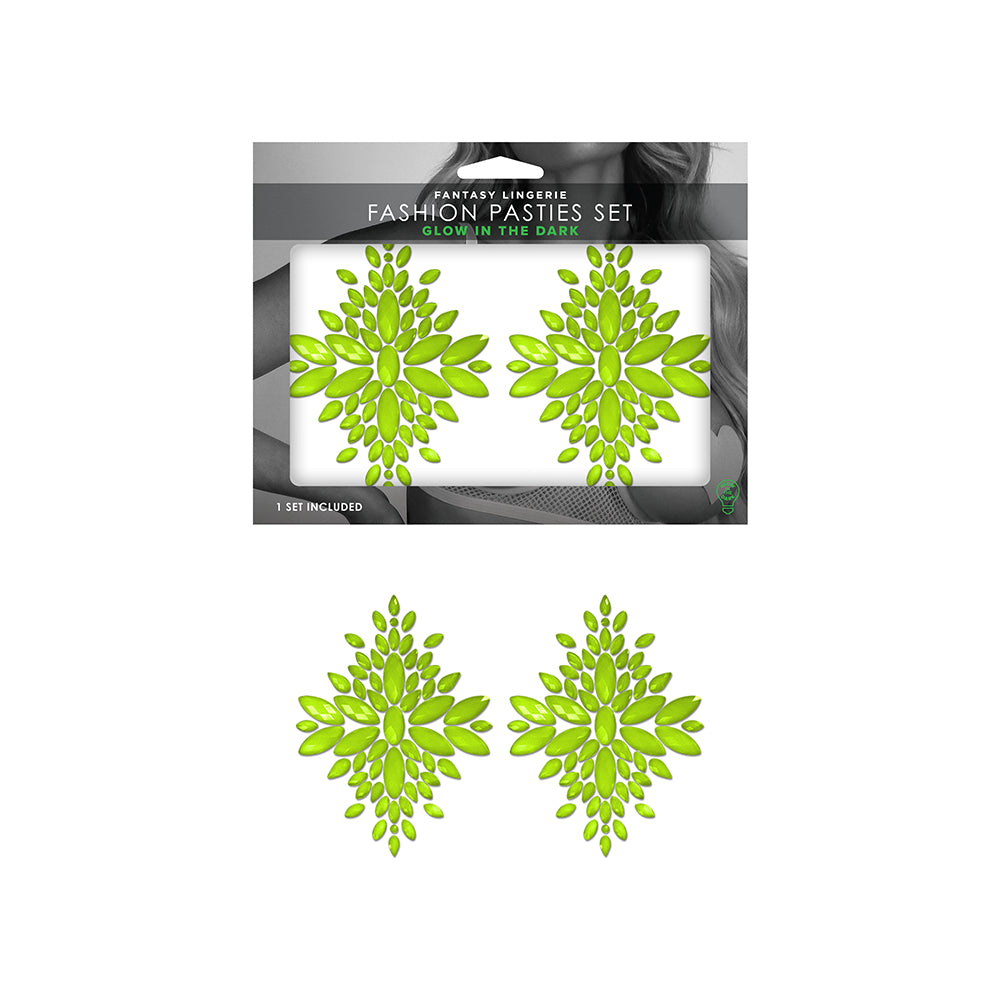 Fashion Pasties Set Neon Green Crystal Pasties
