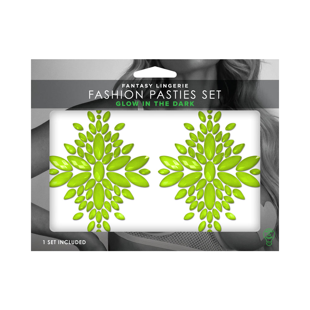 Fashion Pasties Set Neon Green Crystal Pasties