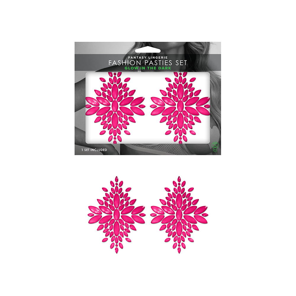 Fashion Pasties Set Neon Pink Crystal Pasties