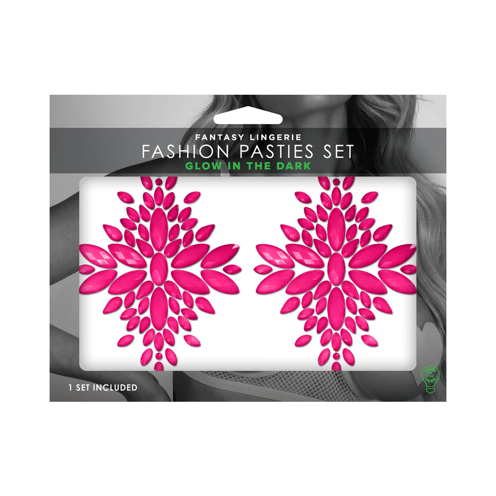 Fashion Pasties Set Neon Pink Crystal Pasties