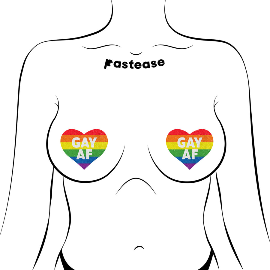 Pastease Glitter Rainbow Gay AF Hearts Pasties
