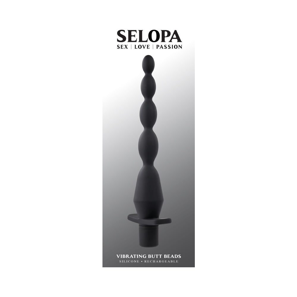 Selopa Vibrating Butt Beads Rechargeable Anal Silicone Black