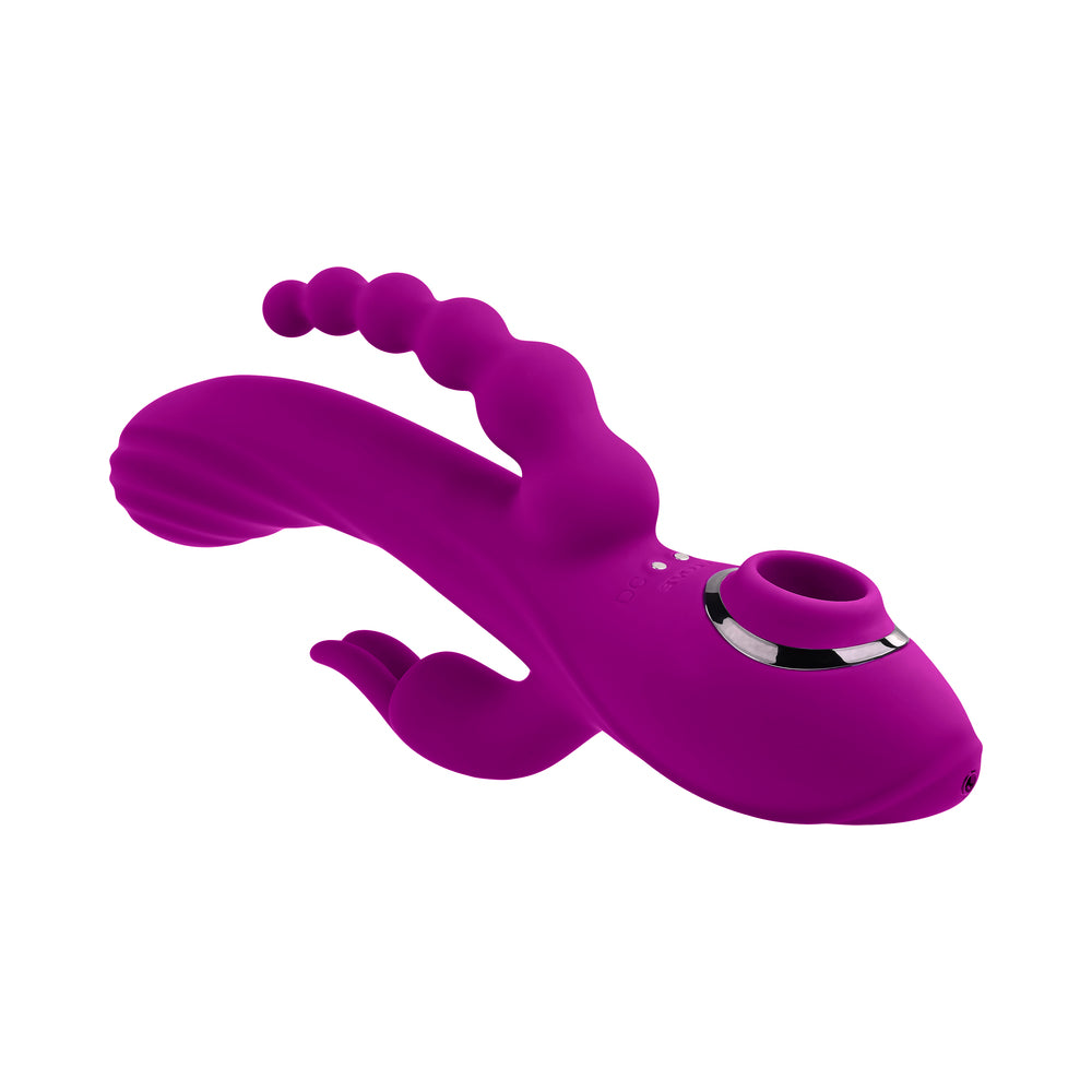 Evolved Fourgasm Rechargeable Triple Stim Vibe With Suction Silicone Purple