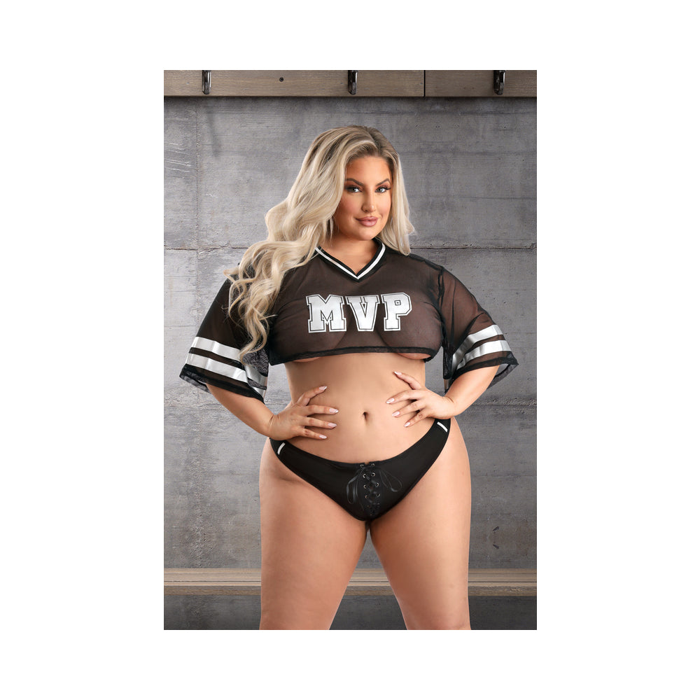 Fantasy Lingerie Play Real MVP Cropped Jersey Top &amp; Lace Up Panty Costume 3XL/4XL