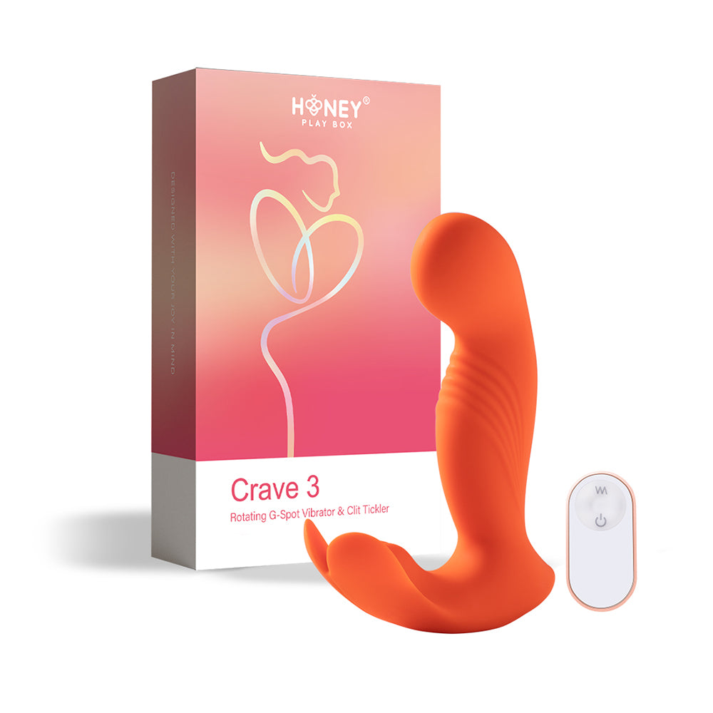 Crave 3 G-Spot Vibrator With Rotating Massage Head & Clit Tickler - Orange