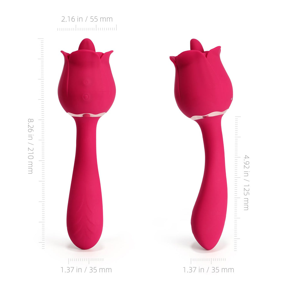 Rhea The Rose Clit Tongue Licking Vibrator And G-Spot Massager Red