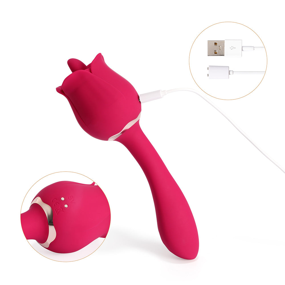 Rhea The Rose Clit Tongue Licking Vibrator And G-Spot Massager Red
