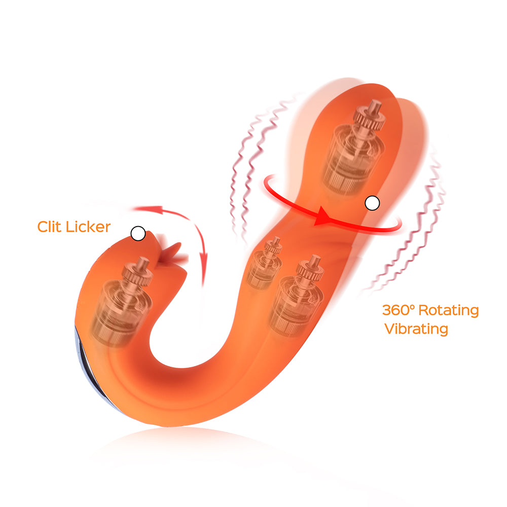 Joi Rotating Head G-Spot Vibrator And Clit Licker Orange