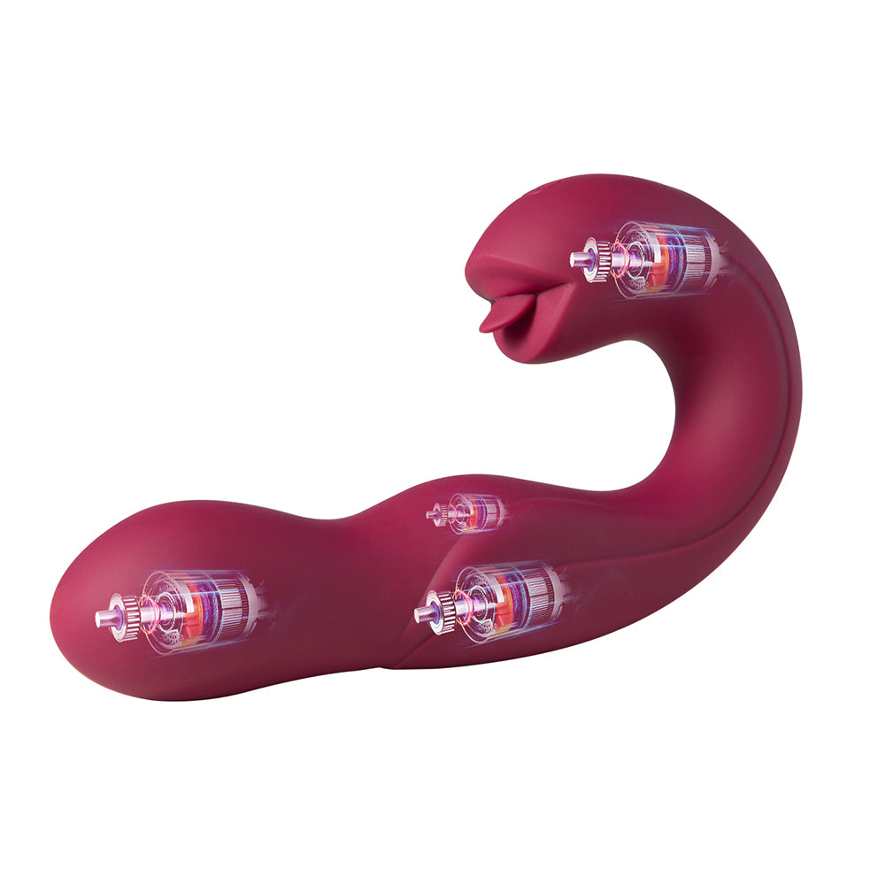 Joi Rotating Head G-Spot Vibrator And Clit Licker Maroon