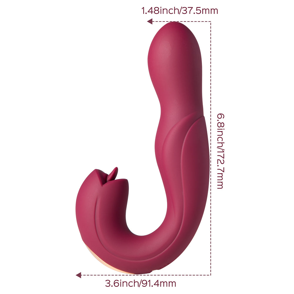 Joi Rotating Head G-Spot Vibrator And Clit Licker Maroon