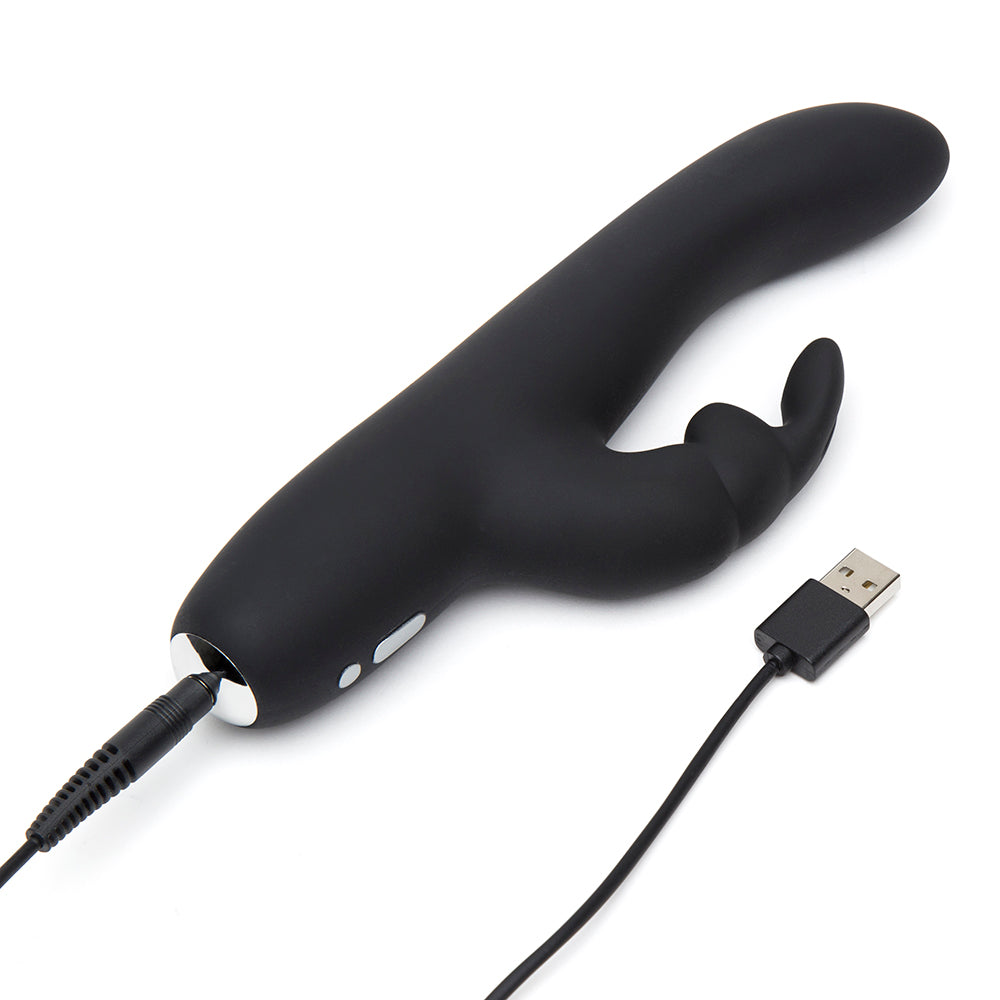 Fifty Shades Of Grey Greedy Girl Rechargeable Slimline Rabbit Vibrator - Black