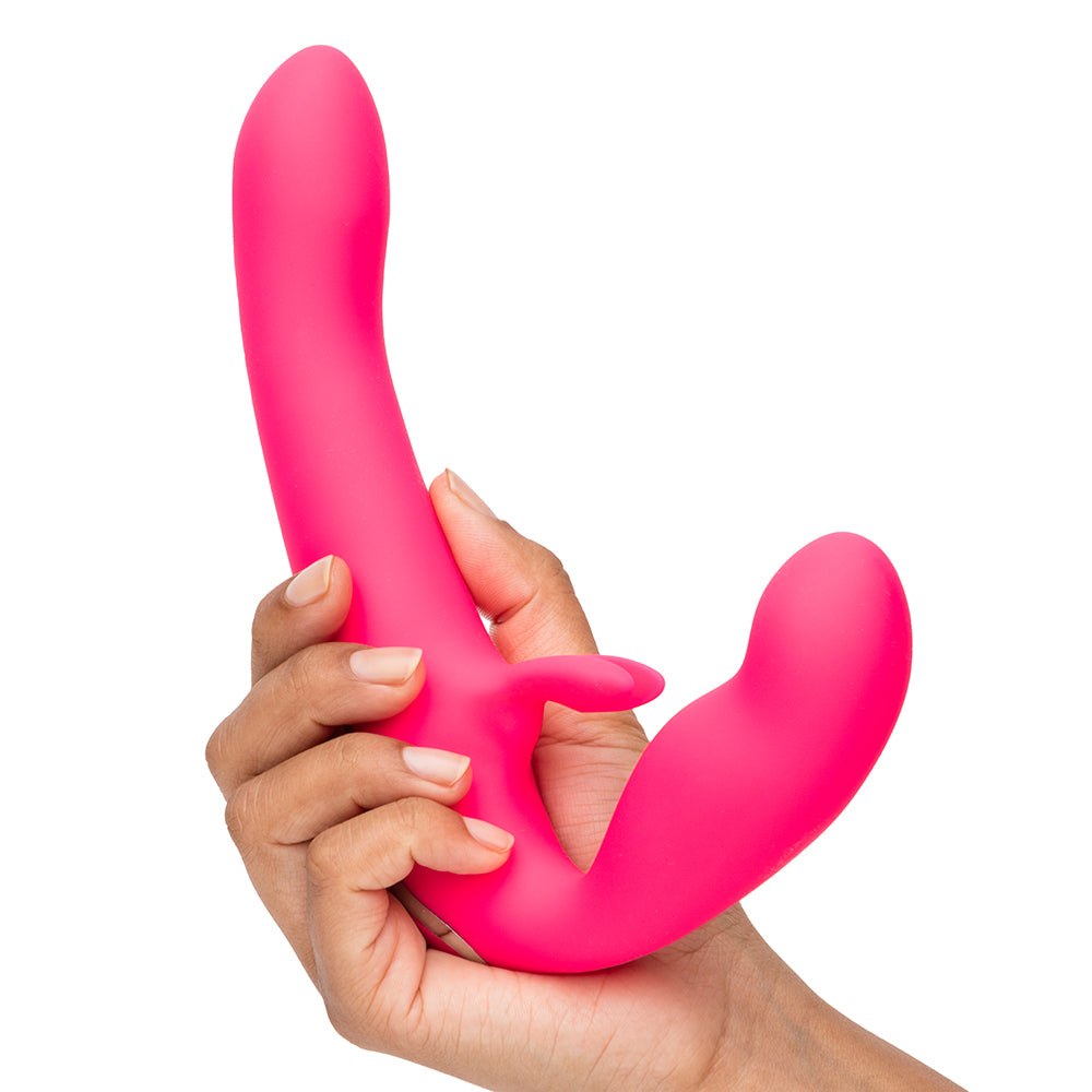 Happy Rabbit Strapless Strap On Vibrating Pink