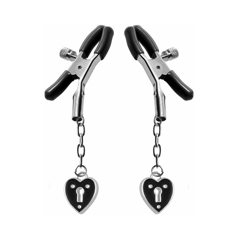 Charmed Heart Padlock Nipple Clamps Black