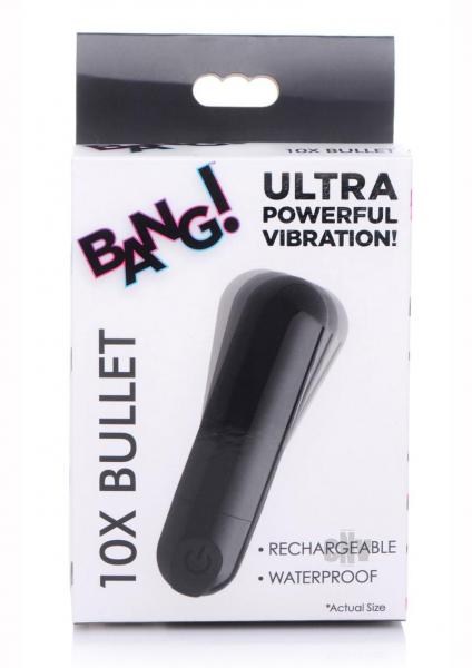 10x Rechargeable Vibrating Metallic Bullet - Black-Bang-Sexual Toys®