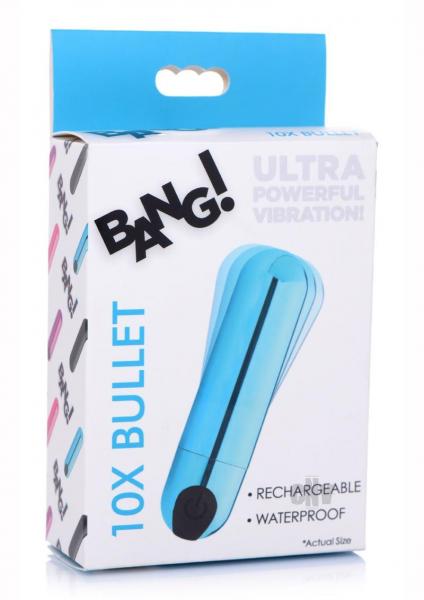 10x Rechargeable Vibrating Metallic Bullet - Blue-Bang-Sexual Toys®