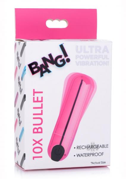 10x Rechargeable Vibrating Metallic Bullet - Pink-Bang-Sexual Toys®