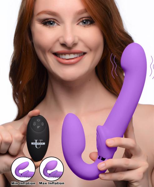10x Remote Control Ergo-fit G-pulse Inflatable And Vibrating Strapless Strap-on - Purple-Strap U-Sexual Toys®
