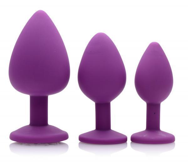 Frisky 3 Piece Silicone Anal Plugs with Gems-Frisky-Sexual Toys®