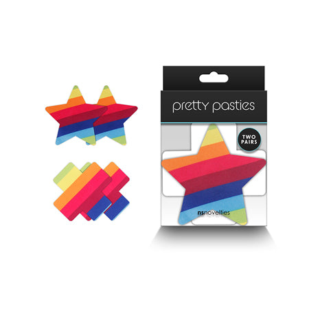 Pretty Pasties Pride Cross &amp; Star Rainbow - 2 Pair