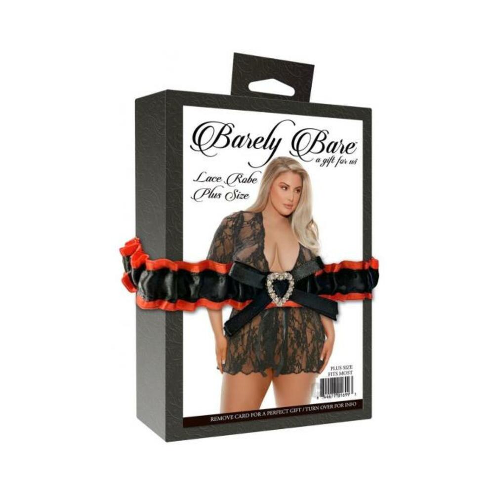 Barely Bare Lace Robe Plus Size Black-Barely Bare-Sexual Toys®