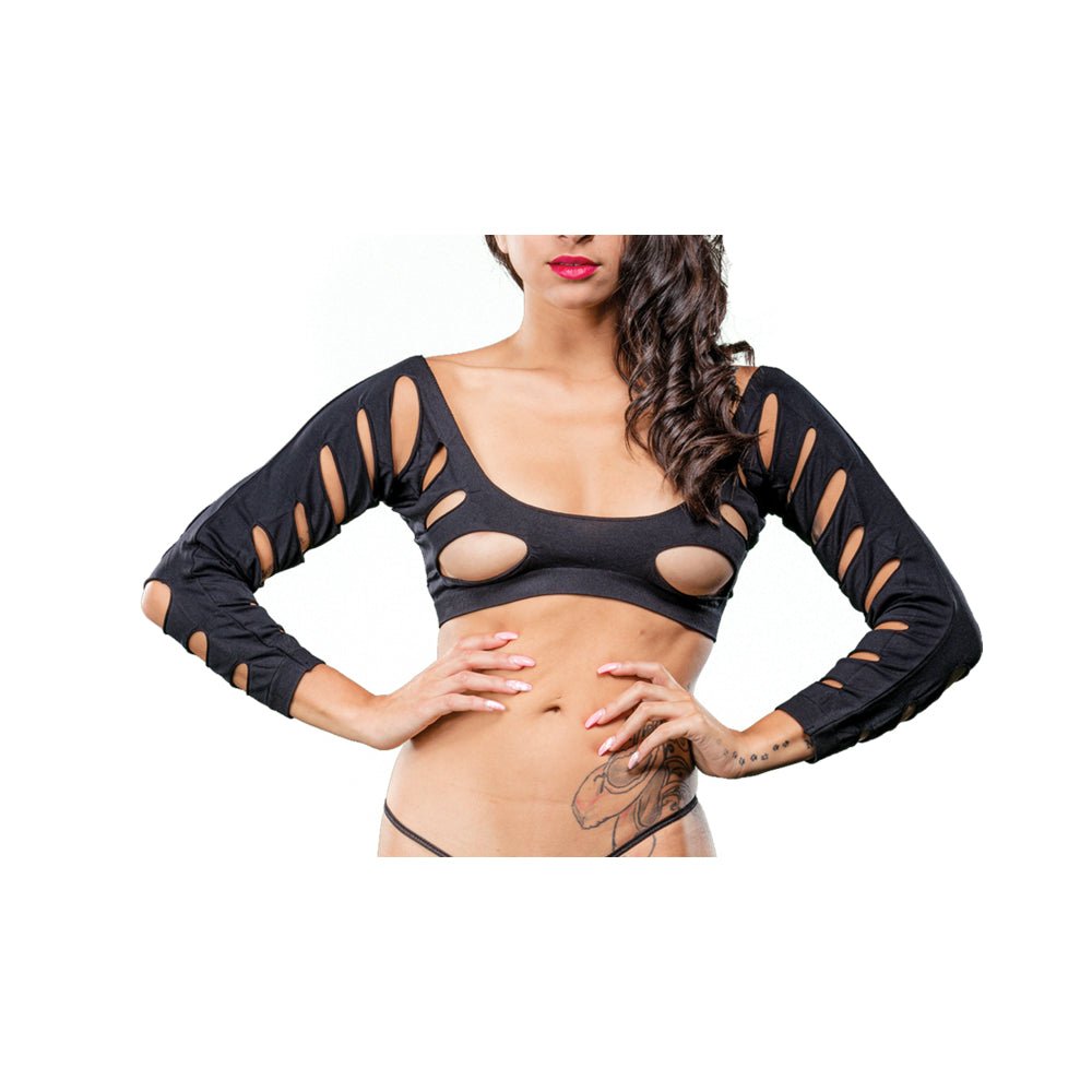 Black Variegated Holes Crotchless Legging Os-Beverly Hills Naughty Girl-Sexual Toys®