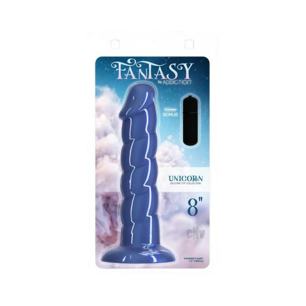 Addiction Unicorn Fantasy Dong 8 In. Blue With Powerbullet-BMS-Sexual Toys®