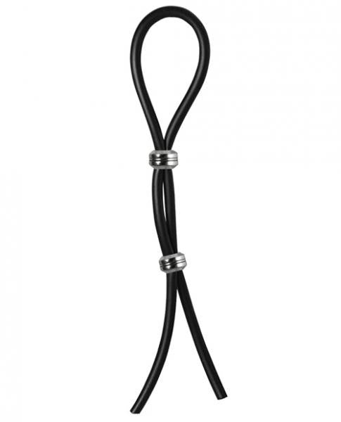 Bolo Double Lasso Ring 2 Silver Beads Silicone Black-Bolo Erection Enhancement-Sexual Toys®