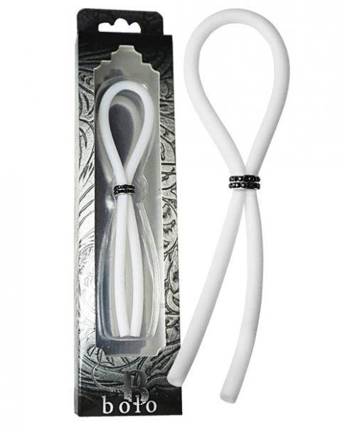 Bolo Lasso Ring Siilcone Black Gems Bead White-Bolo Erection Enhancement-Sexual Toys®