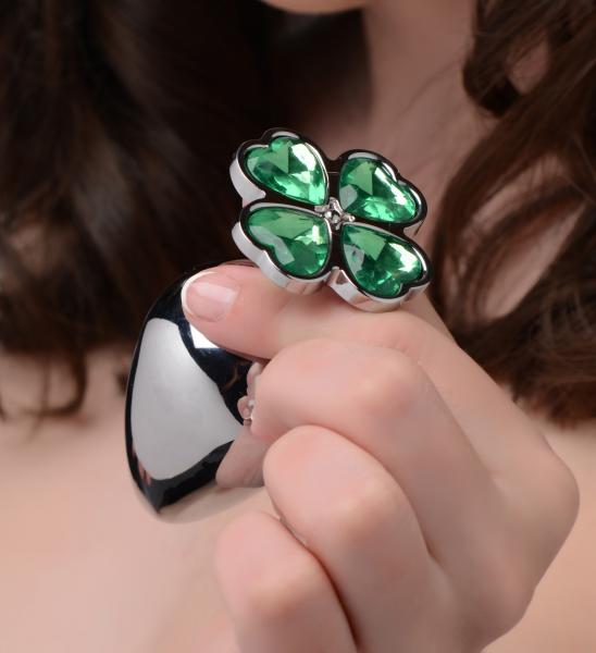 Booty Sparks Lucky Clover Gem Anal Plug Large Silver-Booty Sparks-Sexual Toys®