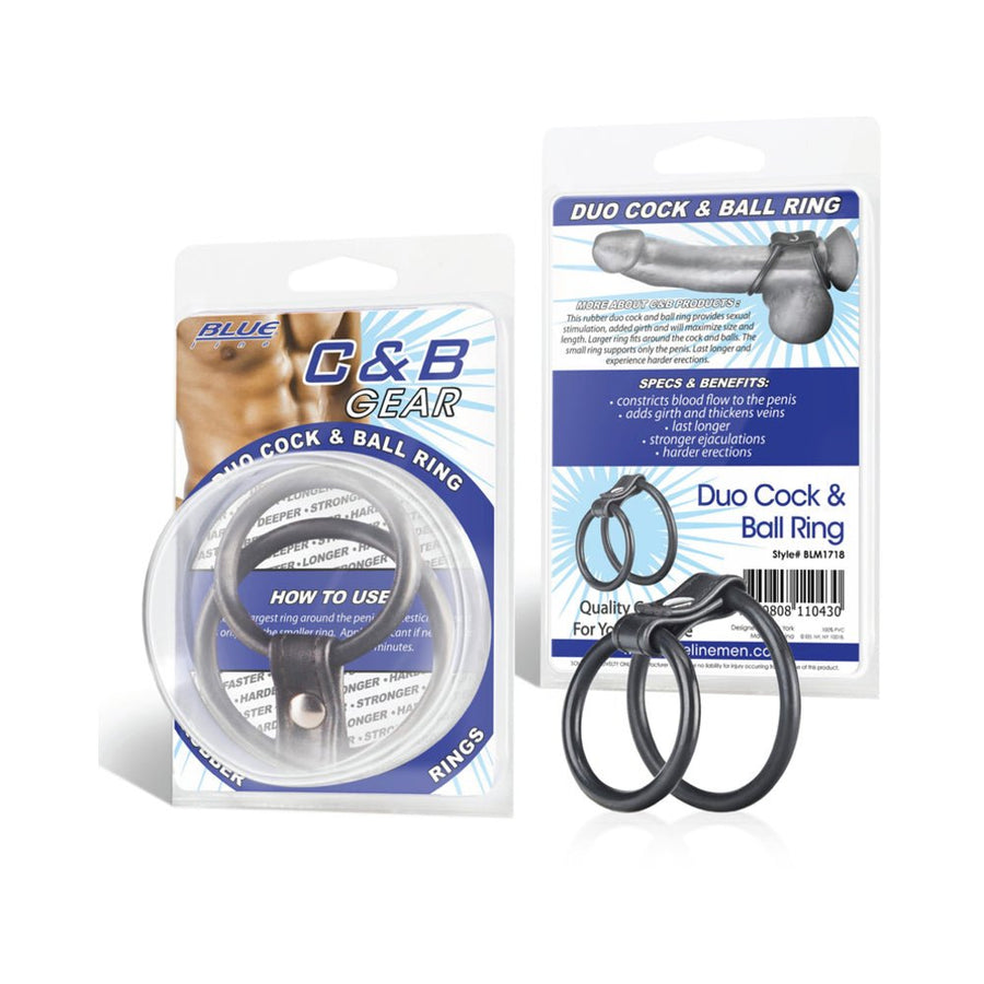 C &amp; B Gear Duo Cock And Ball Ring Black-Electric Eel-Sexual Toys®