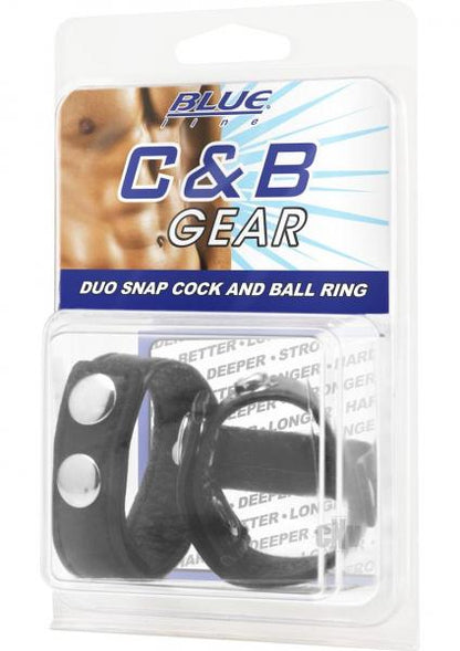 C &amp; B Gear Duo Snap Cock And Ball Ring Black-Blue Line Men-Sexual Toys®