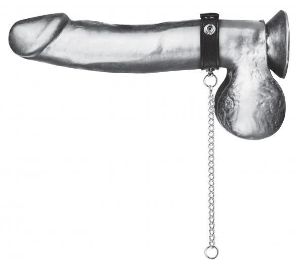 C &amp; B Gear Snap Cock Ring with Leash 12 inches-Blue Line Men-Sexual Toys®