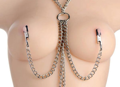 Chained Collar Nipple Clamps and Clitoris Clamps Set-Master Series-Sexual Toys®