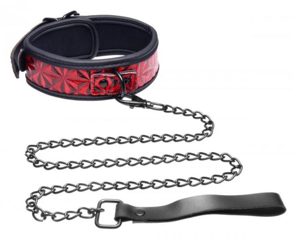 Crimson Tied Collar With Leash Red Black-Master Series-Sexual Toys®