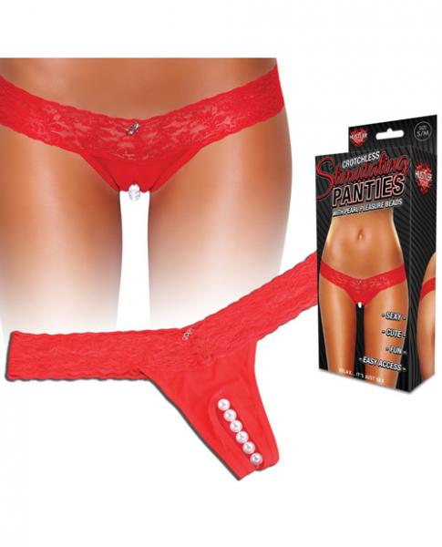 Crotchless Thong Clitoral Stimulating Beads Red S/M-Electric Eel-Sexual Toys®