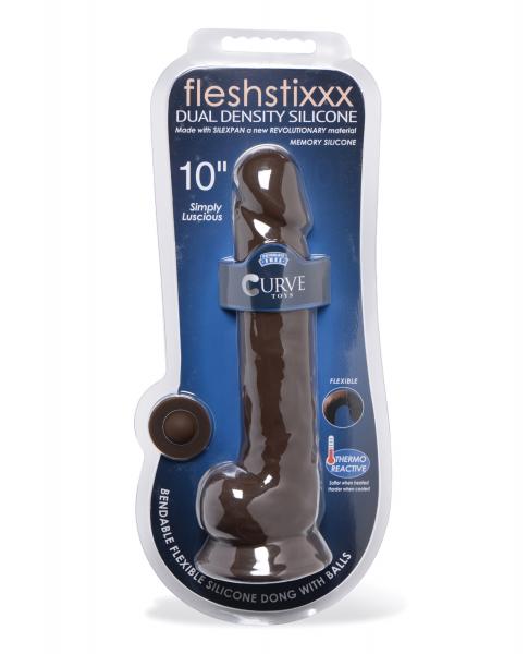 Curve Novelties Fleshstixxx 10" Dildo W/balls - Chocolate-Curve-Sexual Toys®