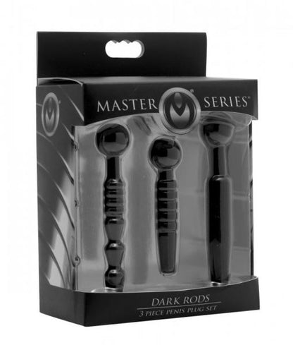 Dark Rods 3 Piece Silicone Penis Plug Set Black-Master Series-Sexual Toys®