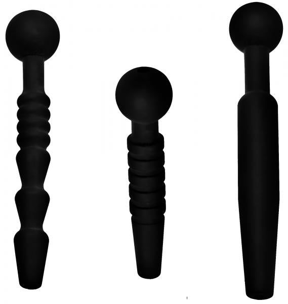 Dark Rods 3 Piece Silicone Penis Plug Set Black-Master Series-Sexual Toys®