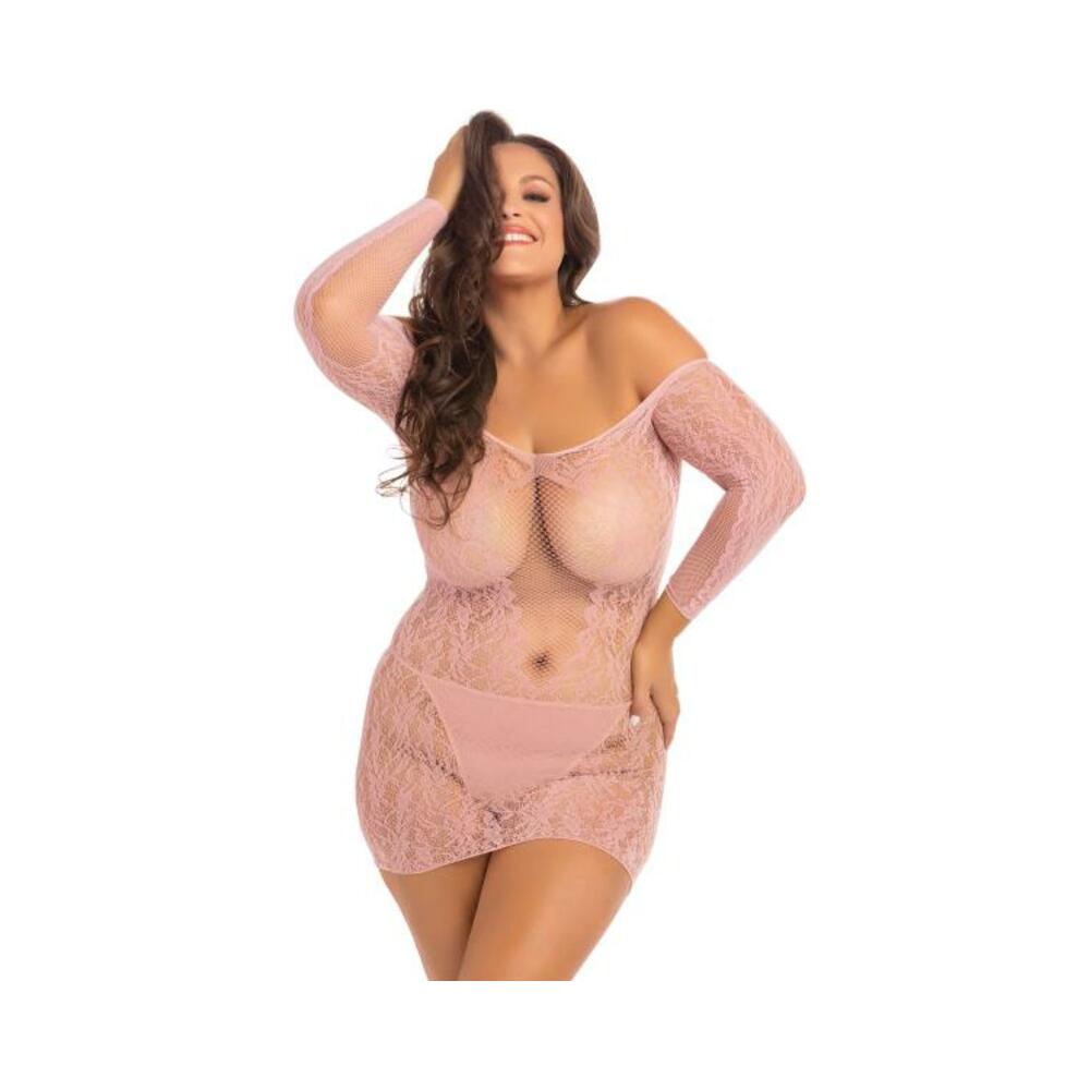 Demure Long Sleeve Mini Dress Rose 3X/4X-International Intimates-Sexual Toys®