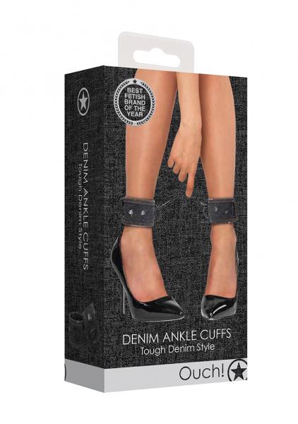 Denim Ankle Cuffs - Roughend Denim Style - Black-blank-Sexual Toys®
