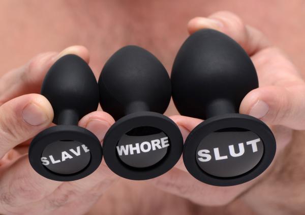 Dirty Words Anal Plug Set 3 Piece Black Plugs-Master Series-Sexual Toys®