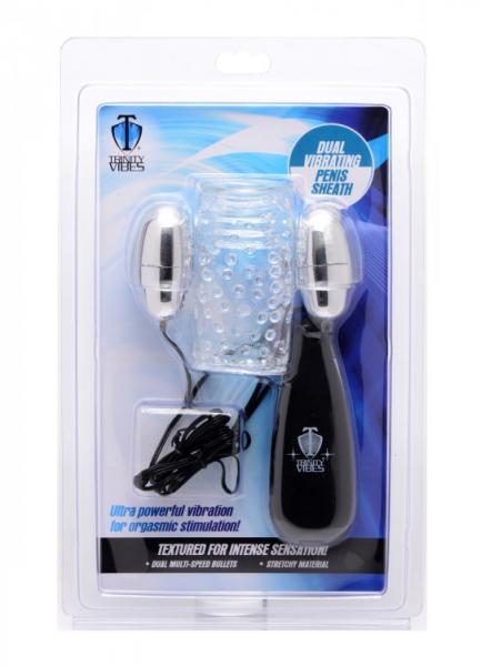 Dual Vibrating Penis Sheath Clear Stroker-Trinity Vibes-Sexual Toys®