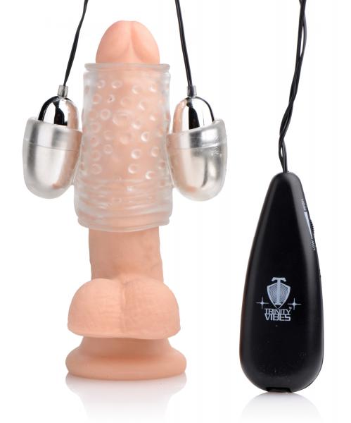 Dual Vibrating Penis Sheath Clear Stroker-Trinity Vibes-Sexual Toys®